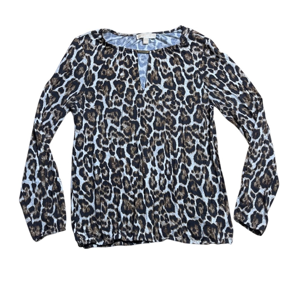 Michael Michael Kors Leopard Print Long Sleeve Blouse Medium
